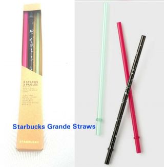Starbucks Grande Acrylic Multicolor Straws Cold Cup Straws 3 - Pack 2017