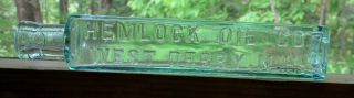 Antique 1890s Hemlock Oil Bottle West Derry Nh Aqua Medicine