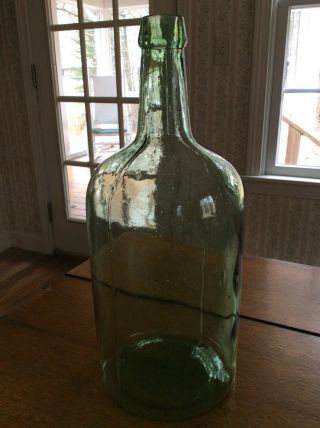 Antique 1800 ' s Large Green Gallon Demi - John Bottle 2