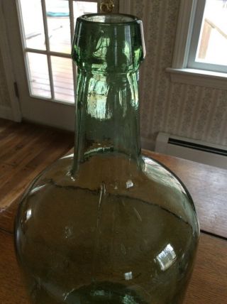 Antique 1800 ' s Large Green Gallon Demi - John Bottle 3