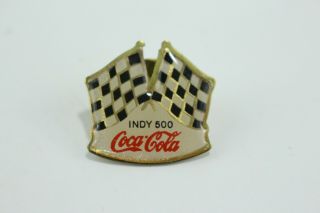 Coca Cola Indy Indianapolis 500 Checkered Flag Pin Union Made