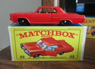 Vintage Lesney Matchbox Pontiac Coupe 22 In The Box.
