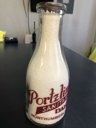 Vintage Portzlines Sanitary Dairy Northumberland Pa Trpq Milk Bottle Minty