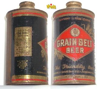 1936 Irtp Black Grain Belt Early Cone Top Beer Can Minneapolis,  Minnesota Low Pro