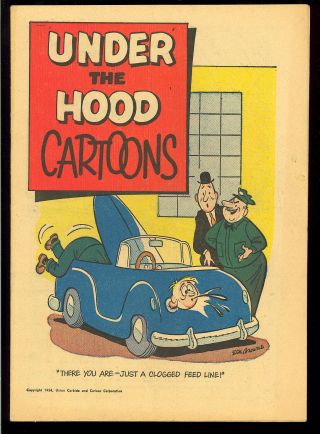 Under The Hood Cartoons Nn Rare Not In Guide Giveaway Car Comic 1954 Vg - Fn