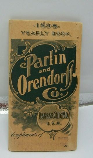 1898 Parlin And Orendorff Canton Plows Pocket Ledger El Reno Oklahoma Territory