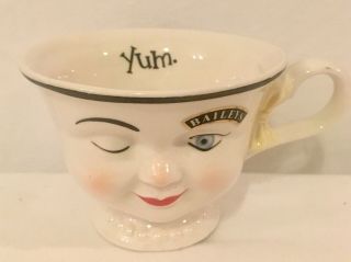 Baileys Irish Cream Yum Winking Face Cup/ Bowl/ Mug Woman Yellow Bow 1996 Ltd.