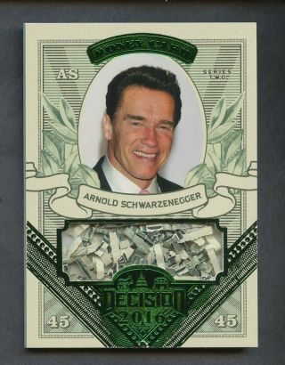 2016 Decision Green Foil Money Card Arnold Schwarzenegger Shredded U.  S.  Currency