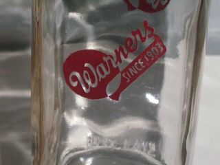 Rare Red Pyroglazed 1 Pt.  Warners Dairy Milk Bottle Red Lion,  Pa.