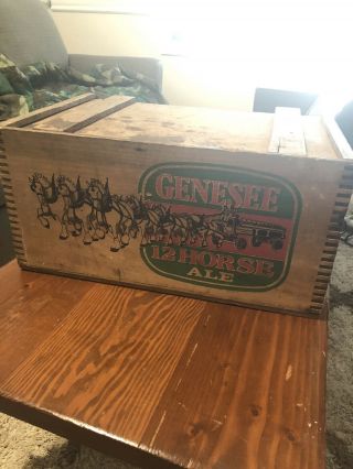 Vintage Genesee 12 Horse Ale Wood Beer Crate Box And Lid 2