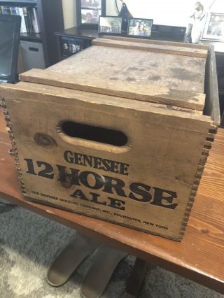 Vintage Genesee 12 Horse Ale Wood Beer Crate Box And Lid 4