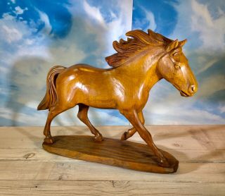 Vintage Hand Carved Wood Horse Figurine/statue