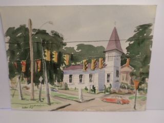 Artist Jack Dyer Watercolor Annandale,  Va Methodist Chapel 11x15 "