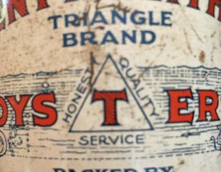 Vintage O.  E.  WENTWORTH’S TRIANGLE BRAND Oyster Can MD.  45 Baltimore Tin litho 7