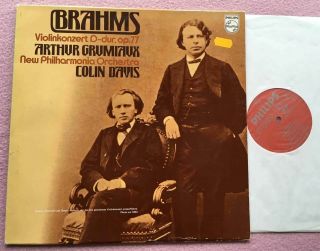 Arthur Grumiaux & Davis Brahms Violin Orig Philips Stereo Holland - 1970s Lp Nm