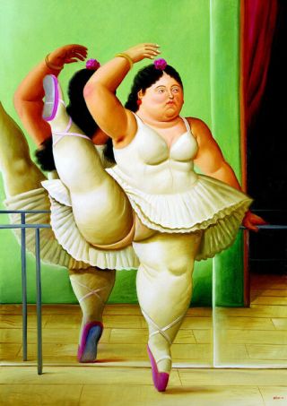 Fernando Botero - “dancer At The Barre " Hd Print On Art Fabric Wall Decor M404