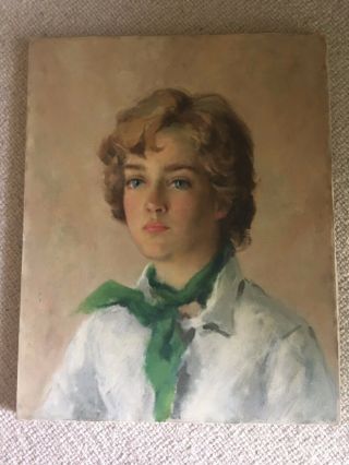Mid - Century Vintage Oil Portrait From The Estate Of Ralph Clark