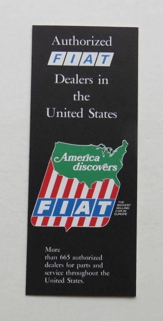 1973 Fiat Authorized Dealers In The United States Brochure Vintage