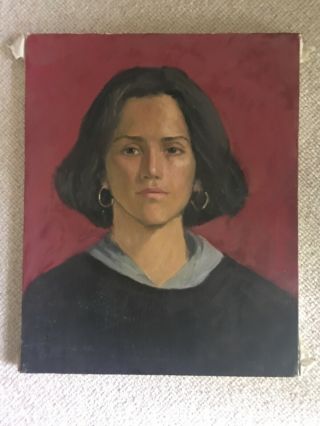 Mid - Century Vintage Oil Portrait From The Estate Of Ralph Clark 2 4 1