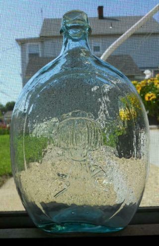 Quart Aqua Open Pontil Washington Sheaf Wheat Historical Flask GI - 57 Dyottville 2