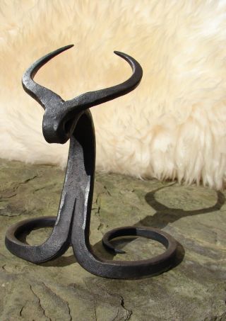 Hand Forged Norwegian Viking Drinking Horn Iron Stand For Beer Wine Pagan Mead