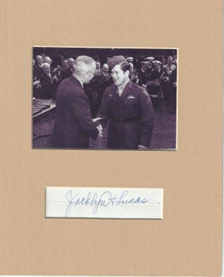 Jack H.  Lucas Signed Matted With Photo 8x10 Frame Size S5/19 Moh
