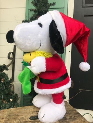 Peanuts Snoopy Woodstock Christmas 22 " Plush Porch Greeter Holiday Greeter