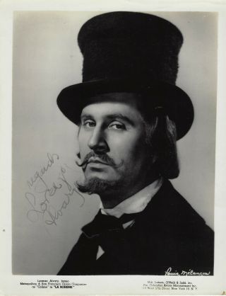 Hungarian - American Operatic Singer Bass Lorenzo Alvary,  Autographed Studio Photo