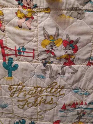 Looney Tunes Vintage Blanket With Bugs Bunny,  Lola,  Porky Pig,  Petunia - Rare