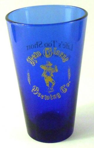 Glarus Brewing LIFE ' S TOO SHORT to DRINK BEER Cobalt Blue Pint Glass 3