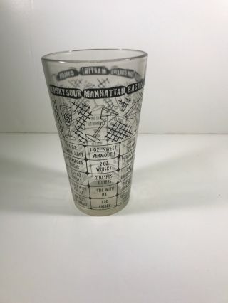 Vintage Federal Cocktail Drink:recipes Shaker Mixing Glass,  Black On Clear