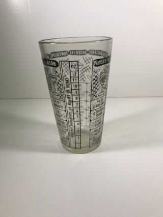 VINTAGE FEDERAL COCKTAIL DRINK:RECIPES SHAKER MIXING GLASS,  BLACK ON CLEAR 5