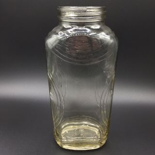 Vintage Mg Maywood Glass Art Deco Style Ribbed Glass Jar 8 " No Lid