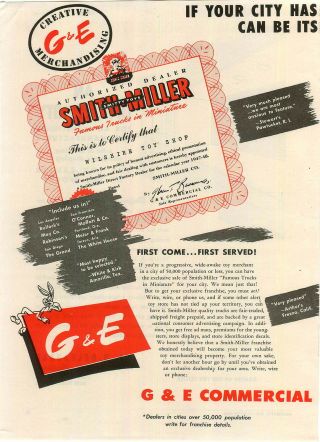 1946 Paper Ad 2 Pg Smith Miller Toy Truck Smitty Coca Cola Delivery Bekins