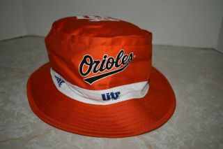 Baltimore Orioles Baseball Bucket Hat Orange Miller Lite Hts Sz L Spring Break