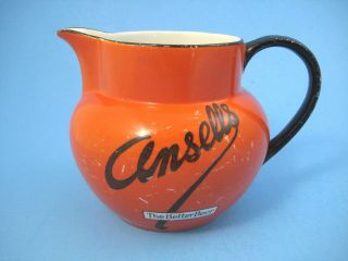 Vintage Ansells The Better Beer Pitcher Orange Porcelain Made In England