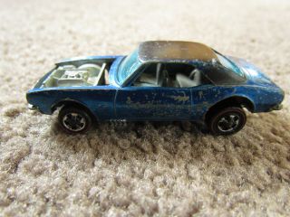 Vintage Hot Wheels 1967 Custom Camaro Redlines Blue Black Top
