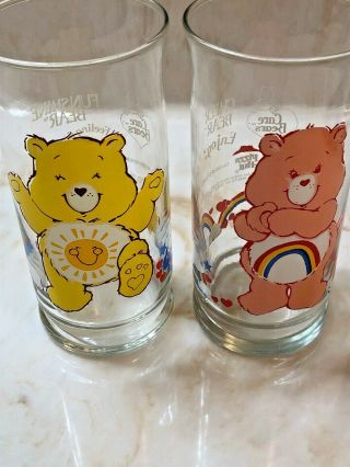 Vintage 1983 Pizza Hut Care Bear Glasses Funshine And Cheer Bear