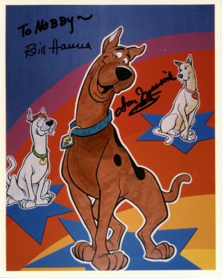 Don Messick 1926 - 1997 And Bill Hanna 1910 - 2001 Scooby Doo Signed 8x10 Photo
