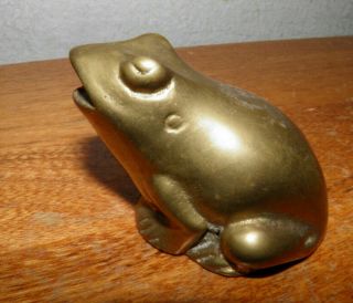 Antique Vintage Small Solid Brass Frog Toad 2 " H X 3 " L Bottle Cap Opener