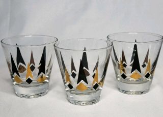 Libbey Atomic Arrow 50s Liquor Highball Shot Glass Set Of 3 Vintage