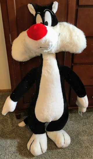 Vintage,  Sylvester Cat Plush Stuffed,  W/tags Looney Tunes 44 " Tall - Hersheypa -