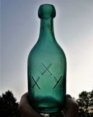 Iron Pontiled Moss Green Xxx Porter Soda Bottle California Gold Rush Era Find