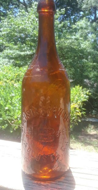 Augusta Brewing Co.  Lager Beer Augusta Ga.  Large Blob Top Bottle Amber 1800 