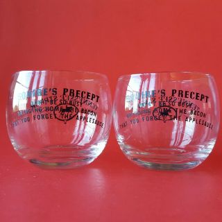 2 Jack Daniel ' s Squire ' s Precept Round Bowl Tennessee Sipper Glasses.  Applesauce 5