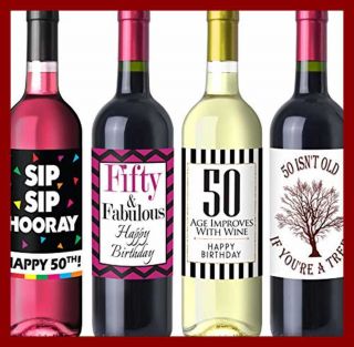 Chic 50th Birthday Wine Label Pack Party Supplies Ideas & Decorations Funny Gift