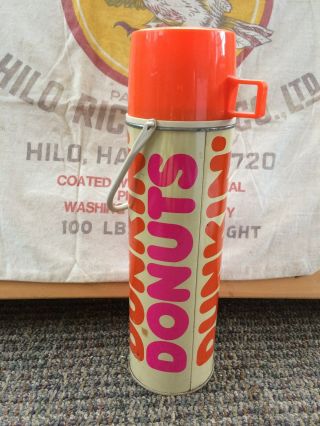 Vintage Thermos Brand Dunkin Donuts Thermos.  13 1/2 " Coffee Donuts Soup Yummy