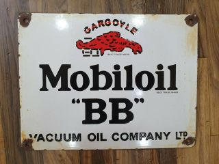 Mobil Oil Bb Vintage Porcelain Sign 13 X 10 Inches