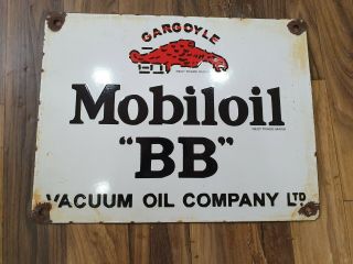MOBIL OIL BB VINTAGE PORCELAIN SIGN 13 X 10 INCHES 2