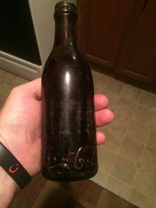 Vintage Knoxville Tenn Straight Side Coca - Cola Amber Brown Bottle
